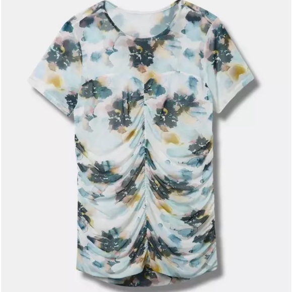 torrid Tops - Torrid Blue Ruched Short Sleeve T-Shirt